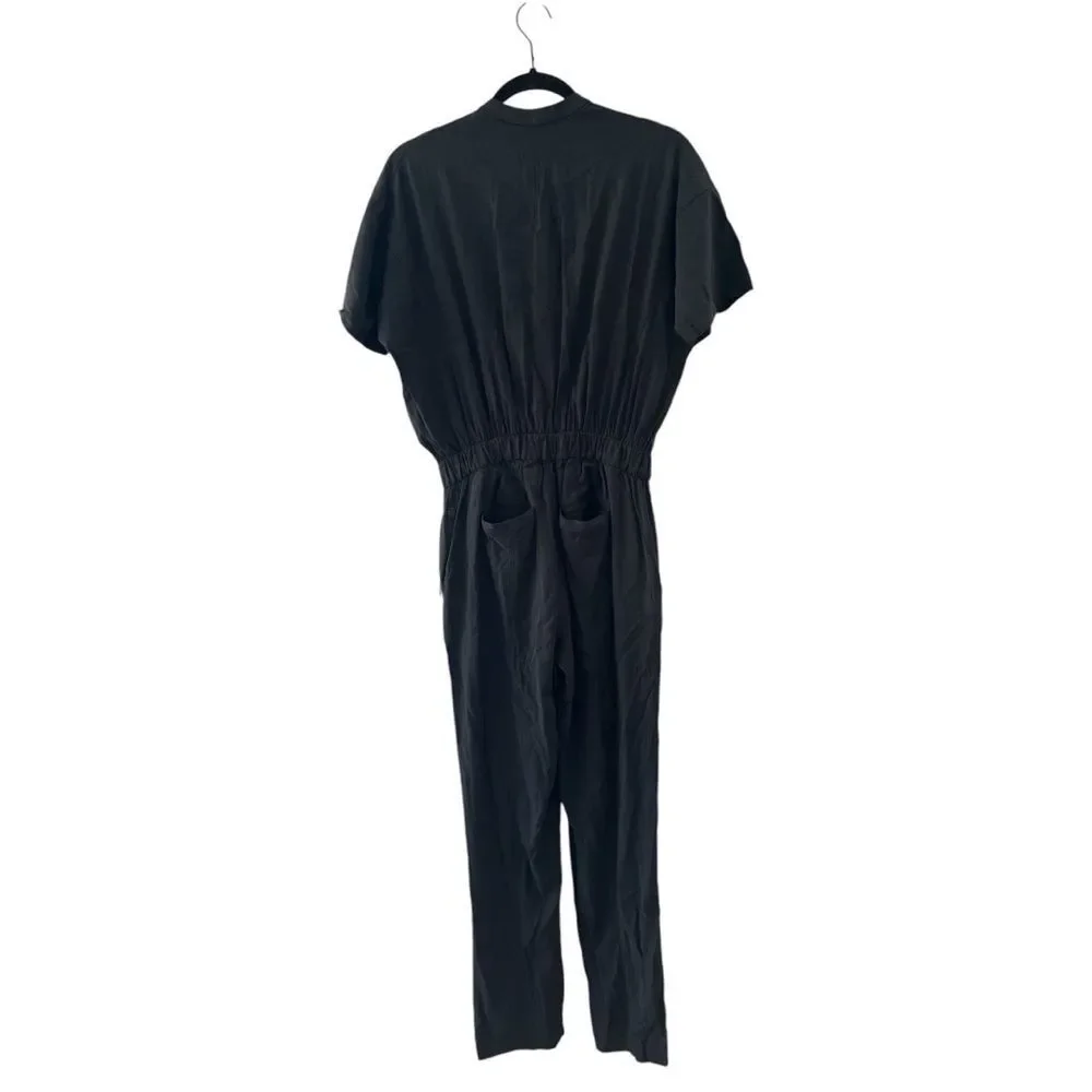 Lululemon Black Perfectly Poised Jumpsuit Short Sleeve Stretch Pockets Size 4